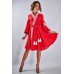 Embroidered Wrap Around Dress "Firebird" Red